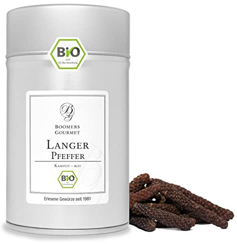 Boomers Gourmet - Roter Kampot Pfeffer ganz – Premium Qualität aus Kambodscha – fruchtig, süßlich, scharf – Pfefferspezialität für Gourmets, Steak & mehr - Gewürzdose - 50 g
