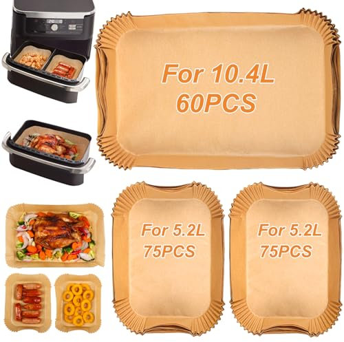 BYKITCHEN 210PCS Air Fryer Liners for Ninja AF500UK, Flex Drawer 10.4L Air Fryer Accessories, AF500UK Accessories, Large Air Fryer Liners for Megazone, Also Compatible for Duronic 10L & Instant 8.5L