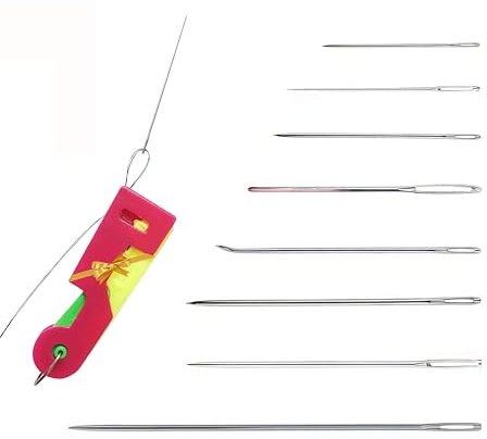 Agujas de Coser a Mano, 55 Piezas Agujas con Enhebrador Automático de Agujas de Regalo, Kits de Agujas de Coser en 8 Tamaños Para Coser a Mano, Zurcir, Remendar, Bricolaje, para zurcir y artesanía