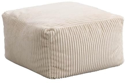 Home Deluxe - Sitzsack Hocker Cozy - Stoff: Samt Cord, Farbe: Beige - Maße: 44 x 44 x 25 cm, inkl. Füllung I Sitzmöbel Bean Bag Sitzsäcke