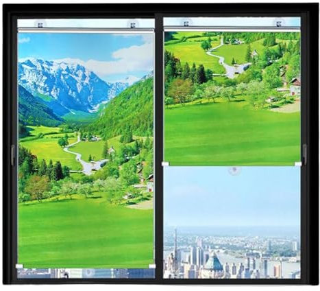 Parasol para ventana de dormitorio, parasol enrollable para ventana de coche, Persianas para ventanillas de coche abatibles, Sombras telescópicas automáticas del modelo del paisaje de la protección so
