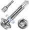 25 tornillos autorroscantes de 5,5 x 32, tornillos de perforación hexagonales, tornillos autorroscantes de acero inoxidable, tornillos de fontanería, tornillos trapezoidales con arandela de sellado y