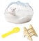 ZYETGH Hamster Sandbad, Hamster Badezimmer mit Leiter und Schaufel Hamster Toilette Transparent Sandbad Badewanne für Hamster Meerschweinchen Mäuse Gerbils (L 16 * 11 * 11CM)