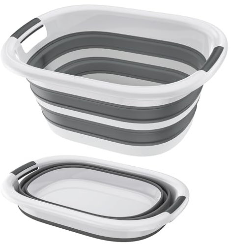 FIVMEN Wäschekorb Faltbar 40L Wäschesammler Wäschewanne aus Kunststoff mit 2 Griffe Tragbarer Zusammenklappbarer Platzsparend Aufbewahrungsbehälter für Kleidung, Spielzeug und Camping