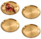 GIDWRIY 4 Pcs Dekoteller Goldener Rund 14 cm,Kerzenteller Gold Tablett Edelstahl,Dekotablett Goldfarben,Platzteller Metall,Servierplatte Kaffeetablett Gold Serviertablett,Deko Teller für Adventskranz