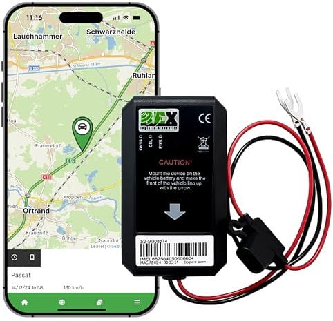REXlink GPS Tracker Auto 4G - Einfach Fahrzeug-Lokator, Apps für Android und iOS, geringe Servicegebühr, inkl. SIM-Karte, Einfache Installation, Stützbatterie für 1 Tag, IP67