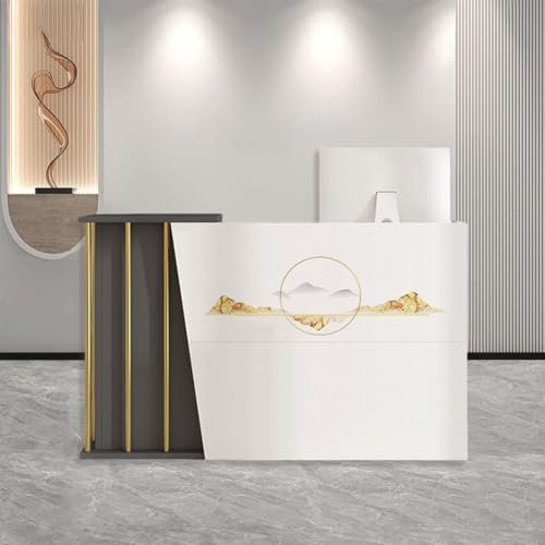 SJMDMZD Verkaufstheke Vorderer Tresen mit abschließbaren Schubladen Rezeptionstheken,Hotel Small Bar Beauty Salon Bekleidungsgeschäft Kassierer Rezepti(Size:100x40x90cm,Color:Muster)