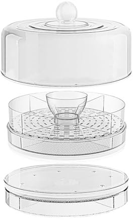 Gekühlte Servierplatte Mit Deckel, Drehbare Snackplatte, Aufbewahrungsschale Für, & Snacks Mit Klarer Dessertplatte