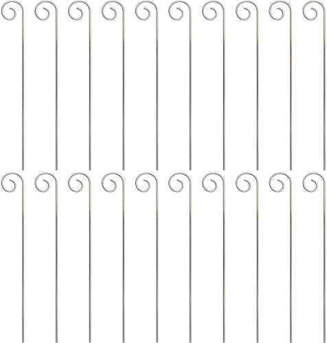 20Pcs Stainless Steel Plant Label Hooks Garden Markers Stake Plant Holder Plant Label Hanger Plant Sign Stake Rustproof Deformed Garden Sign Hanging Rods for Flower Planter (20cm)