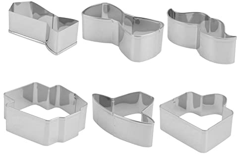 Mobestech 6 pièces Emporte à Biscuits pour Fête des Pères Acier Inoxydable Mallette Moustache Nœud Chapeau Costume Outils de Pâtisserie DIY pour Biscuits