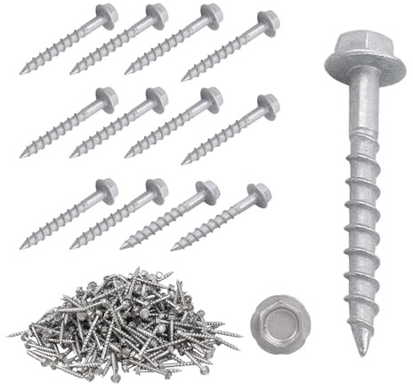 Lusperi #9 x 1-1/2 SD Connector Screws/Heavy-Duty Joist Hanger Screws/ 1/4 Hex Head with 0.370-Dia – Replace 10D Nail– 4-Layer Rust Protection(500-Qty)
