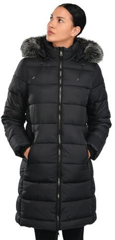 riemot Chaqueta Mujer Largo Abrigos de Invierno para Mujer Cálido Capucha Desmontable Forro Térmico Chaqueta Acolchada Casual Elegante Parka para Viaje Diario Traje de Ocio con Bolsillos, S-XXL