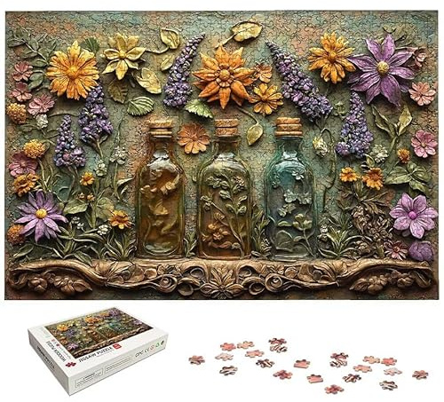 Puzzle 5000 Teile, Blume Puzzle 5000 Teile Erwachsene, Flasche Holzpuzzle Erwachsene, Puzzlespiele für Die Ganze Familie, EIN Herausforderndes Rätsel, Holzpuzzle für Deko Wohnzimmer, Geschenke, -6477