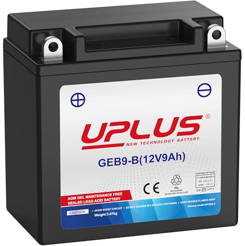 UPLUS YB9-BS/YB9-B 12V 9Ah 180A GEL Motorradbatterie GEB9-B | Wartungsfrei, für Motorrad, Roller, Quad, UTV. 135L×75B×139H(mm), vor Kauf Maße prüfen
