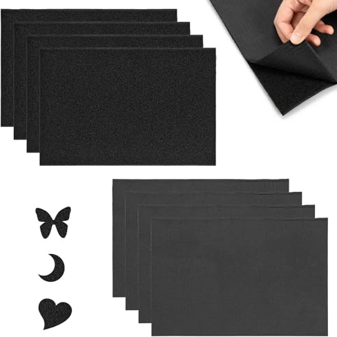 8 Stück Klettband zum Nähen, Schwarz Klettband Breit 20x30cm, Klett Patch, Klettverschluss Band für Stoff Kleidung Sofa, DIY Handwerk, Startseite und Büro