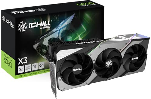 INNO3D NVIDIA GeForce RTX 5090 iCHILL X3 32GB GDDR7 Gaming Graphics Card (Triple Fan, 3.5 Slot, Reflex 2 RTX AI DLSS4)