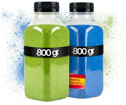 NIRALIS Arena de Colores Set para Ritual Boda, Ceremonia simbólica, decoración y Manualidades, Tonos Combinados para Eventos, Mesa y ambientación - 2 Botes de 800 gr Azul y Verde