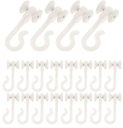 RUNROTOO 100 ganci per binario per zanzariera - Ganci scorrevoli in plastica bianca per tende - Accessori per appendere baldacchino letto e di binari per zanzariere a soffitto