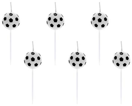 PartyDeco Geburtstag Kerzen Fußball 2,5cm 6 Stück. Geburtstag Party Dekoration Geburtstagsfeier Event Geburtstagsfest