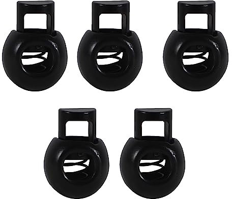 Trimming Shop Metal Spring Loaded Cord Lock Stop Toggle Fastener for Luggage, Clothing, DIY Projects, Lanyard, Backpack, Sportswear, Jackets, Shoelaces (Black, 5pcs)