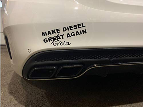 Dinger-Design Aufkleber Make Diesel Greta Again Autoaufkleber Tuning Decal Stickerbomb (Weiß)