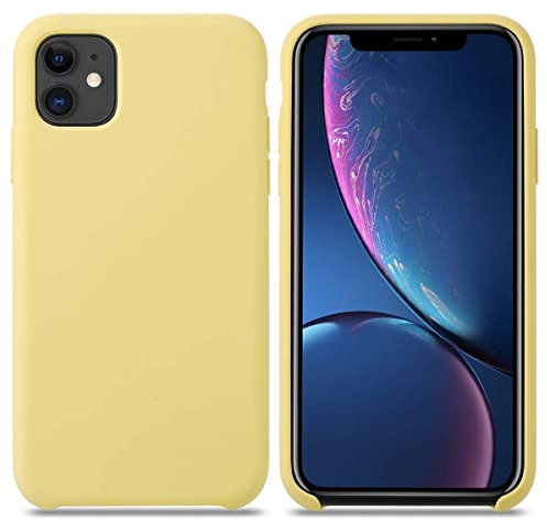 THBY Cover per iPhone 11 Pro, silicone liquido ultra sottile gel antiurto protezione custodia con tessuto microfibra cuscino cover per Apple iPhone 11 Pro. (5.8 inch,Giallo)