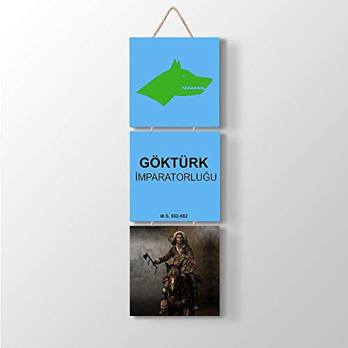 ÜLKÜCÜ Market Bilder Wandbild 3-teilig 20x66 Kunstdruck Wolf Bozkurt Türk Atatürk Osmanli Türkiye