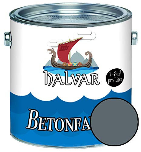 Halvar Betonfarbe/Bodenbeschichtung SEIDENMATT Grau RAL 7000-7047 Fassadenfarbe (1 L, RAL 7031 Blaugrau)