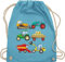 Shirtracer Turnbeutel Rucksack - Kinder Traktor Bagger und Co. - Traktoren - Unisize - Hellblau - beutel kita kinderrucksack fahrzeuge träcker stoffrucksack kindergartenrucksack flugzeugen trecker
