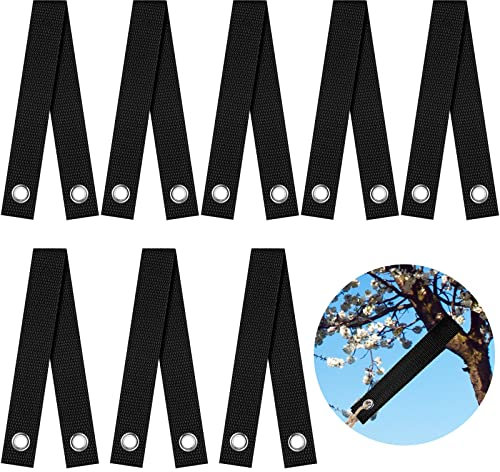 8 Pieces 13.77 Inch Tree Straps Nylon Tree Belts Tree Hanging Straps Safety Tree Belt Rope Climbing Hunting Tree Band for Trees and Plants (Black)