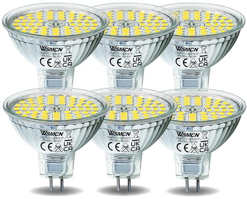 WSMCN MR16 GU5.3 LED Kaltweiß 6000K Lampen, 12V 6W Leuchtmittel Ersetzt 50W Halogenlampe, 485Lm 120°Abstrahlwinkel LED Spot, AC/DC 12Volt Flimmerfrei Strahler, Nicht Dimmbar, 6 Stücke