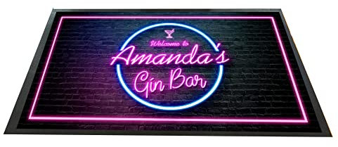 Tapis de couloir personnalisé pour bar à gin – Rose fluo effet brique