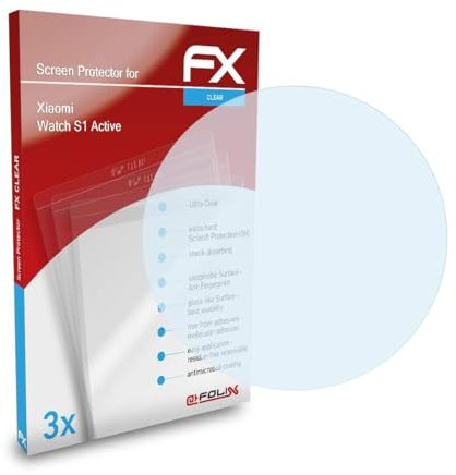 atFoliX Lámina Protectora de Pantalla compatible con Xiaomi Watch S1 Active Película Protectora, ultra transparente FX Protector Película (3X)