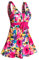 Ecupper Maillot de Bain Une Pieces pour Femme Rétro Jupe avec Volantée Contrôle du Ventre Push Up Col en V Rose M