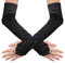 Yolev Lange Schwarze Damen Handschuhe - Opern, Spitze, Satin, Fingerlos für Hochzeit, Braut, Tanz, Party, Weihnachten, Halloween, 1920er Jahre