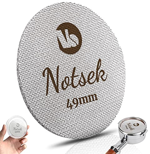 NOTSEK Puck Screen 49 mm, espresso-sil för portafilter, med akrylförvaringslåda, 1,7 mm tjocklek 150 μm, rostfritt stål 316L, återanvändbart puckfilter, kaffeportafilter, nedre duschsil