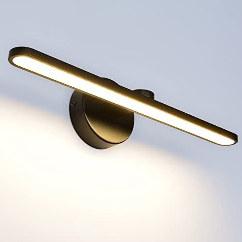 TYhogar LED Spiegelleuchte Bad Wandleuchte mit schalter Badezimmer Wandlampe 40cm, 12W Modern Bilderleuchte 3000K Schwarz Spiegellampen für Keller Küche Badschrank