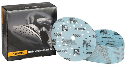 Mirka Galaxy Epoxid Schleifpapier 125mm Klett Korn 2000 zum Schleifen von Epoxidharz, Holz, Epoxy, Rivertable / 50 Stk Schleifscheiben