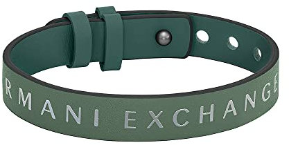 Armani Exchange Armband Für Männer, Länge: 250mm, Breite: 13mm Grünes Lederarmband, AXG0109040