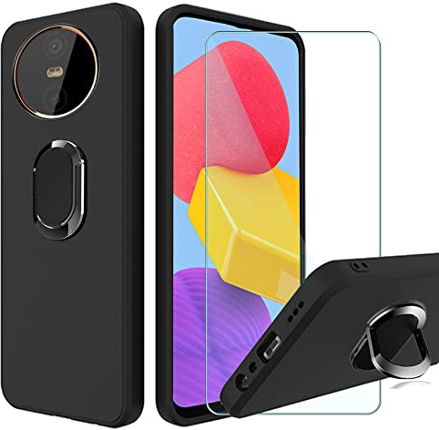 CAXKJE Handyhülle + Gehärtetes Schutzfolie für Gigaset GX6 Pro (6.60 Zoll),Schwarz Halterung Silikon Hülle Weiche Schutzhülle,Stoßfest Bumper Case Handyhülle mit 9H Gehärtetes Glas Film
