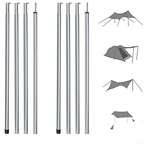 DAZZLEEX 2 STÜCKE Baldachin Stützstangen, Sonnenschutz Pole Outdoor Zelt Stangen Baldachin Tarp Pole Für Camping Tarp Outdoor Silber