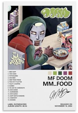 BIARA MF Doom Poster Mm..Food Album Cover Poster für Zimmer Ästhetische Leinwand Wandkunst Schlafzimmer Dekor 40 x 60 cm