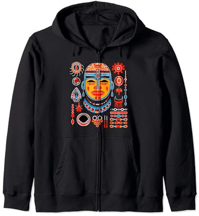 Haida Schmuck und Maske Indianer Tribal Art Style Kapuzenjacke
