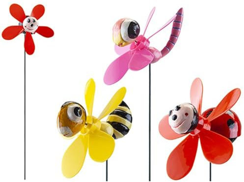 Novelty Animal Windmill (10.5 X 8 X 58cm) - Fun & Colorful Assorted Animal Design - Perfect Fun Outdoor Ornament Gift - 1 Pc