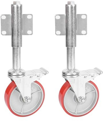 Tcatec 2 Pcs Gate Wheels, 5 inch Spring Loaded Gate Caster Heavy Duty Rubber Wheel for Fence Wooden Gate with Brake 220lbs Load Capacity