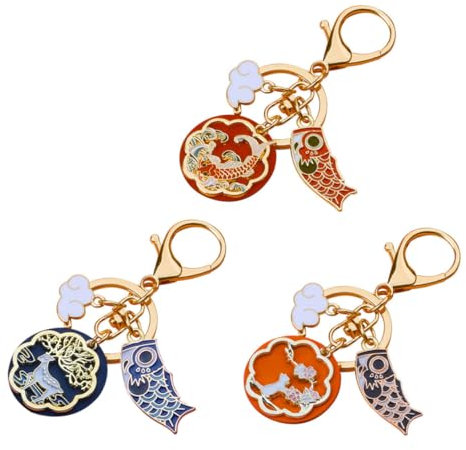 Holibanna 3st Koi-schlüsselanhänger Glücklicher Anh?nger Schlüsselring. Autoschlüsselzubeh?r Glücklicher Anh?nger Keychain Taschen Zinklegierung Hängender Schlüsselanhänger Liebhaber