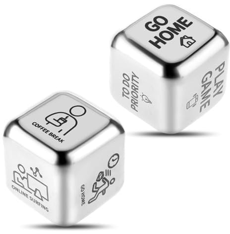 Grevosea Anti Stress Würfel Entscheidungswürfel Edelstahl würfel lustige Geschenke Anti Stress Spielzeug Büroa Neuer Job Geschenke Kollegen Geschenk, Büro Geschenk, Anti Stress Geschenk,Stressabbau