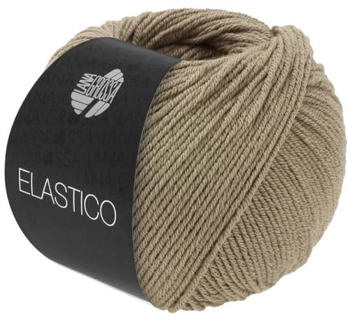 LANA GROSSA Elastico | Baumwoll-Klassiker mit leichtem Stretchanteil | Handstrickgarn aus 96% Baumwolle & 4% Polyester (Elite)| 50g Wolle zum Stricken & Häkeln | 160m Garn FB 190