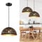 YNDD Hängelampe Esstisch Schwarz Gold, Küchenlampe Hängend Verstellbar Pendellampe Retro Vintage E27 Ø: 30cm Metall Hängeleuchten & Pendelleuchten Rund Aushöhlen Kronleuchter für Küche Esszimmer