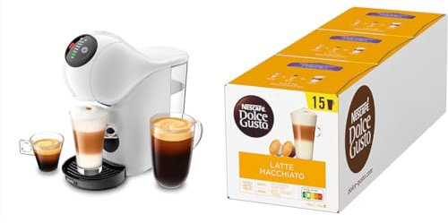 NESCAFÉ DOLCE GUSTO Krups KP2431 Genio S Coffee Capsule Machine, 15 Bar, Ultra Compact, High Pressure, Over 30 Coffee Creations, Selectable Drink Size, Auto Shut-Off, White mit Latte Macchiato